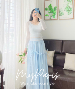 Set áo và chân váy phối nơ đi biển diệu dàng chính hãng MYPARIS