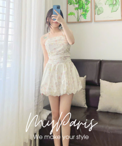 Đầm đầm cup nhún hai dây hoa dáng bí chính hãng MYPARIS