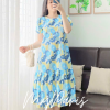 Đầm xuông đuôi cá tay phồng họa tiết in hoa chính hãng MYPARIS
