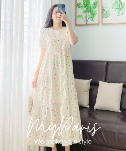 Đầm xuông đuôi cá họa tiết in hoa 3d thêu chính hãng MYPARIS