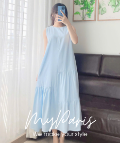 Đầm suông linen chân váy lệch cách điệu chính hãng MYPARIS