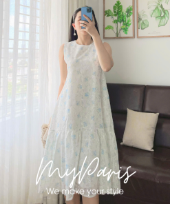 Đầm suông sát nách đuôi cá phối tơ lưới chính hãng MYPARIS