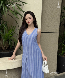 Đầm suông sát nách kate sọc phối dây đeo boho style chính hãng MYPARIS 3 DAM THIET KE MYPARIS 21