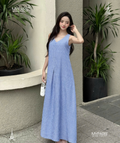 Đầm suông sát nách kate sọc phối dây đeo boho style chính hãng MYPARIS 2 DAM THIET KE MYPARIS 22