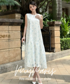 Đầm suông sát nách đuôi cá phối tơ lưới chính hãng MYPARIS