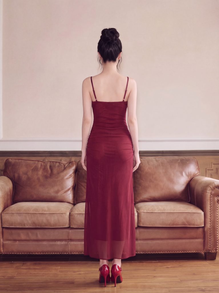 Đầm body đơn sắc nhún ngực chính hãng MYPARIS