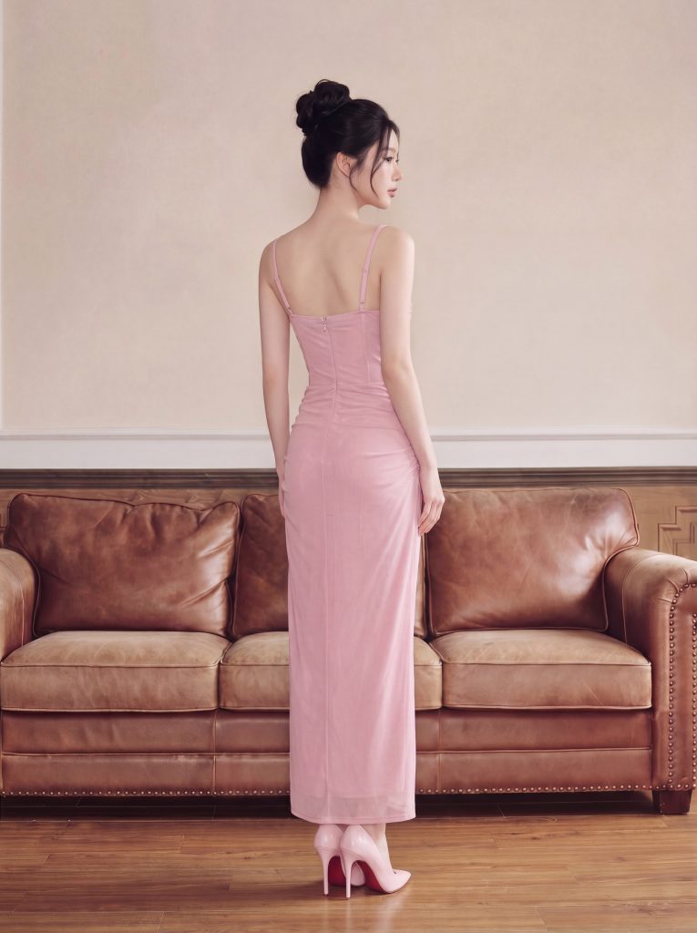 Đầm body đơn sắc nhún ngực chính hãng MYPARIS